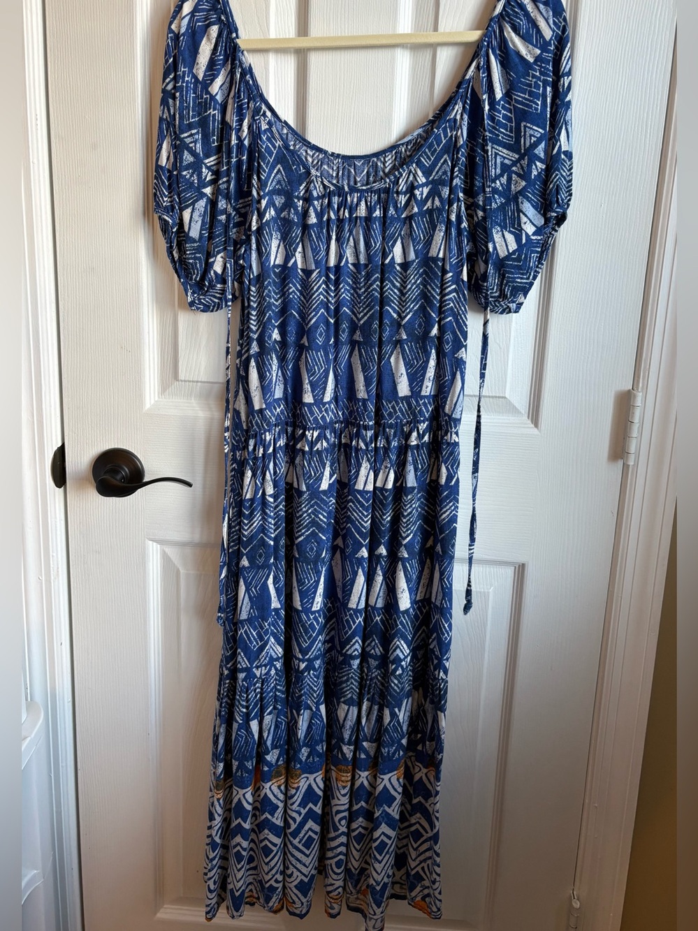 Knox Rose Blue and White Geometric Midi Dress, Size XS - Picture 5 of 6